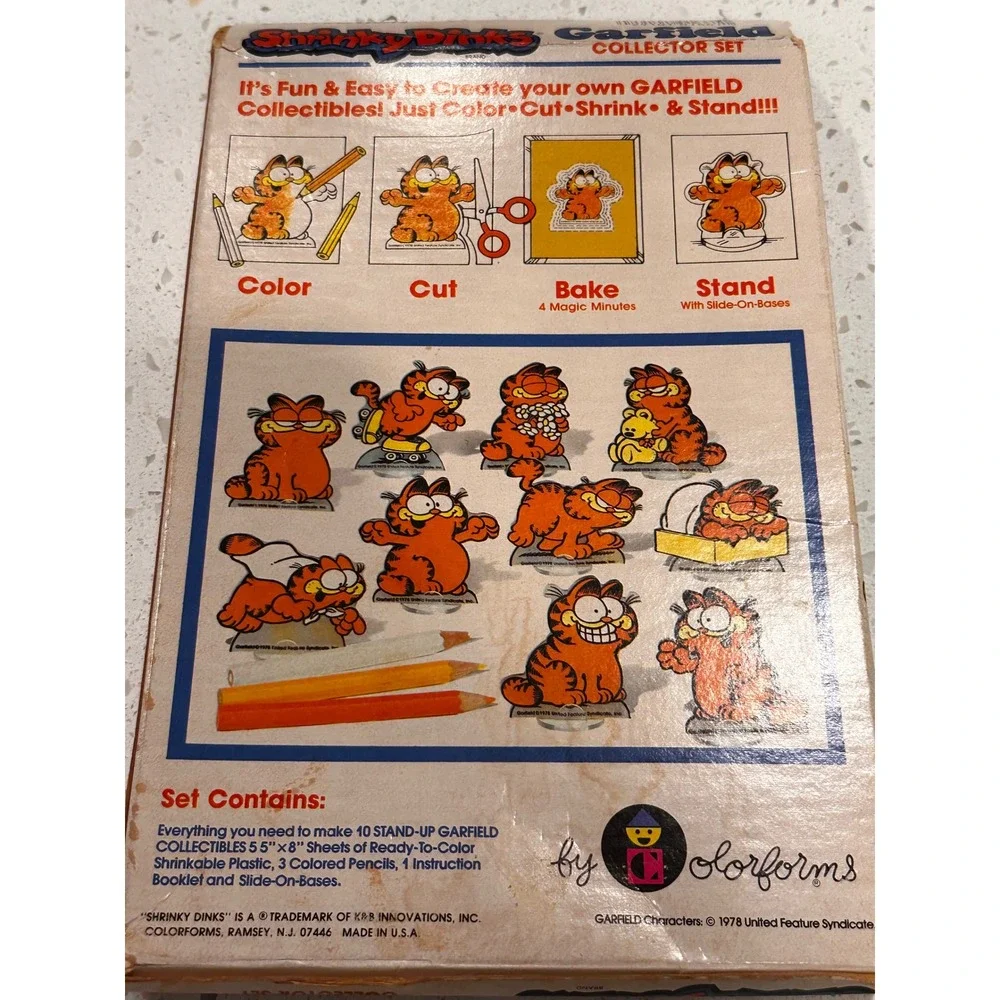 Vintage 1978 Garfield Shrinky Dinks Collector Set Colorforms Sealed 1661